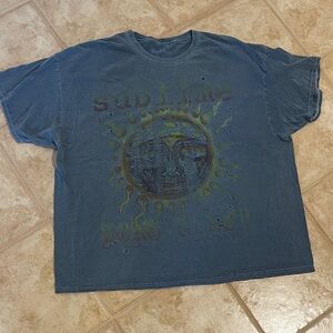 Blue “Sublime” Graphic T-Shirt with Sun Design